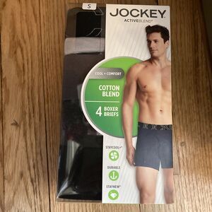 Jockey 4 Boxer Briefs Cotton Blend Grays Black Activeblend NWT Small